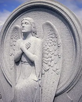 She001: A Granite Relief of An Angel in Hope Cemetery