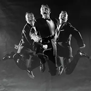 Hysterical: Graphic effect triple exposure man in dinner