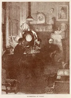 Volumes: The Graphic - engraving at night 1881