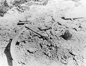 Sticking: Grave in a shell hole, Belgium, WW1