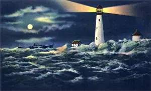 Tumultuous: Graves Light at Night, Boston Harbor