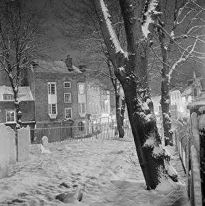 Southwood: The graveyard of Highgate School Chapel covered in snow