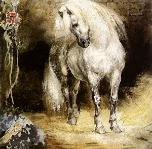 Equines: Gray Horse in a Stable, by Delacroix