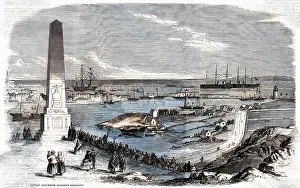 Holyhead: Great Eastern entering Holyhead harbour, 1859