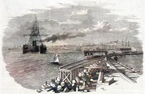 Holyhead: Great Eastern entering Holyhead harbour, 1859