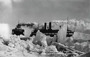 Mackinac: Great Lake Ships Blocked by Ice