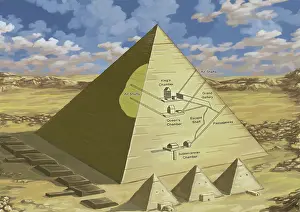Cheops: Great Pyramid of Giza, Cutaway View, Illustration