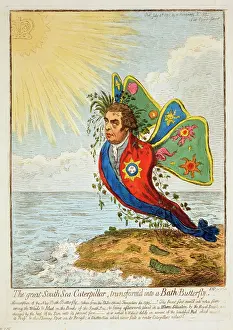 Investiture: The great South Sea caterpillar, transform'd into a Bath but