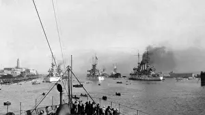 Naval Power: The Great White Fleet at Port Said, Egypt, approaching