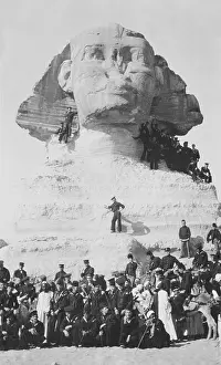 Flag Waving: Great White Fleets Sailors pose at the Sphinx during