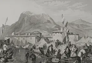 Aegean: Greece. Corinth, Port of Kenkries. Engraving by Aubert