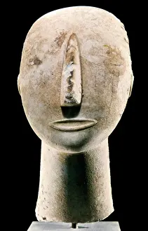 Aegean: Greece. Cycladic civilization. 3rd millenium BC. Marble head