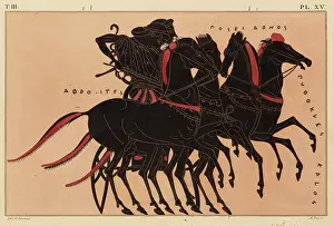Wove: Greek Amphora, showing Aphrodite driving Poseidon