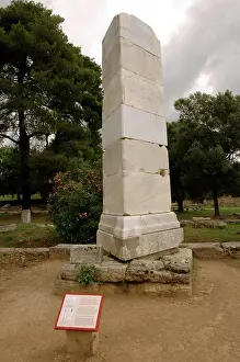 Mende: Greek Art. Triangular pedestal of the statue of Victory (Nik