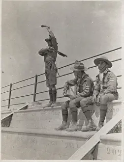 Signalling: Greek boy scouts doing semaphore signals