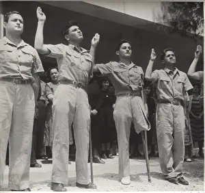 Disability: Greek boy scouts saluting