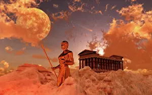 Deity: A Greek God guarding a temple on top of Mount Olympus