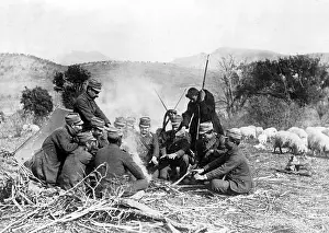 Campfire: Greek infantry at a campfire, 1913