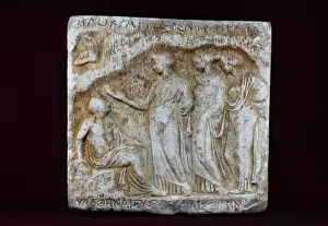 Nursemaid: Greek relief, Musee Lapidaire, Avignon, Provence, France