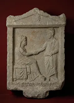 Himation: Greek stele, Musee Lapidaire, Avignon, Provence, France