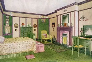 Bedspread: GREEN 1920S BEDROOM