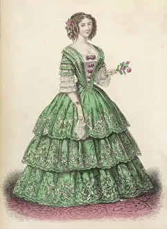 Revers: Green Dress Early 1850s