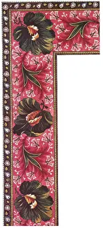 Edging: Green Leaf on Pink Background Pattern