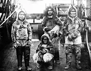 Inuit: Greenland inuit on a whaling ship