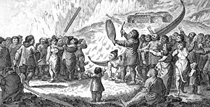Greenland: Greenlanders singing combat, c. 1800