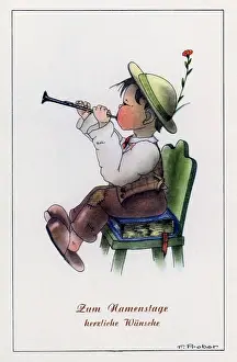 Flutes: Greeting card name day, 1930s / 1940s