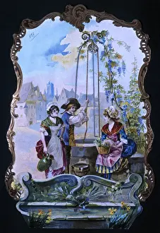 Betrothal: Greeting card made of precious paper with a chromolithograph