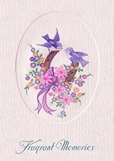 Bluebirds: Greetings card with birds - Fragrant Memories