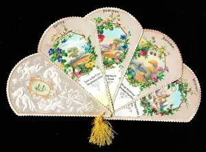 Greetings card in the form of a fan