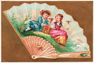 Birdcages: Greetings card in the form of a fan
