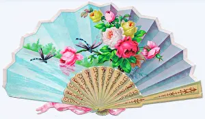 Rosebud: Greetings card in the form of a fan