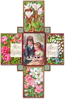 Regards: Greetings card in the shape of a cross