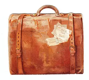 Railway: Greetings card in the shape of a travelling case