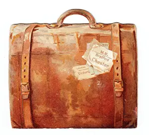 Railway: Greetings card in the shape of a travelling case