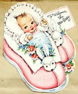 Rabbits: Greetings card, To Welcome the New Baby