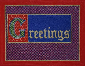 Gail: Greetings ' embroidered in gold