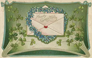 Shamrocks: Greetings Postcard with good luck Shamrocks