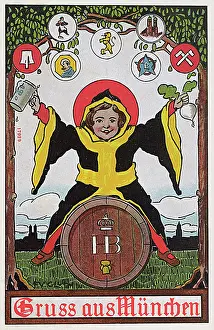 Munchen: Greetings postcard from Munich, Germany