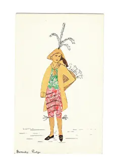 Rudge: Greetings postcard with stamp-based design