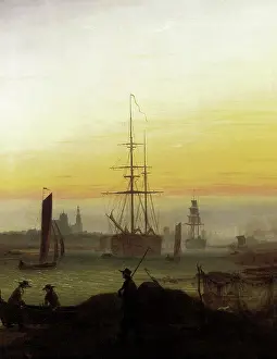 Anchored: Greifwald Harbour, by Caspar David Friedrich