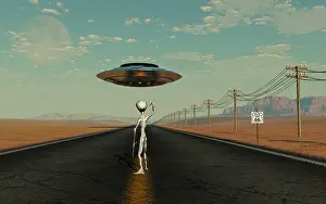 Extended: A Grey Alien hitching a ride from a passing UFO