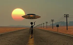 Extended: A Grey Alien hitching a ride from a passing UFO