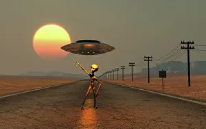Extended: A Grey Alien hitching a ride from a passing UFO