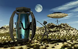 Aliens: Grey Aliens tending to a storage container used to ?