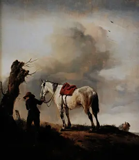 Wouwerman: The Grey Horse, by Philips Wouwerman