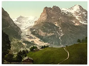 Grindelwald: Grindelwald, church and Eiger, Bernese Oberland, Switzerland